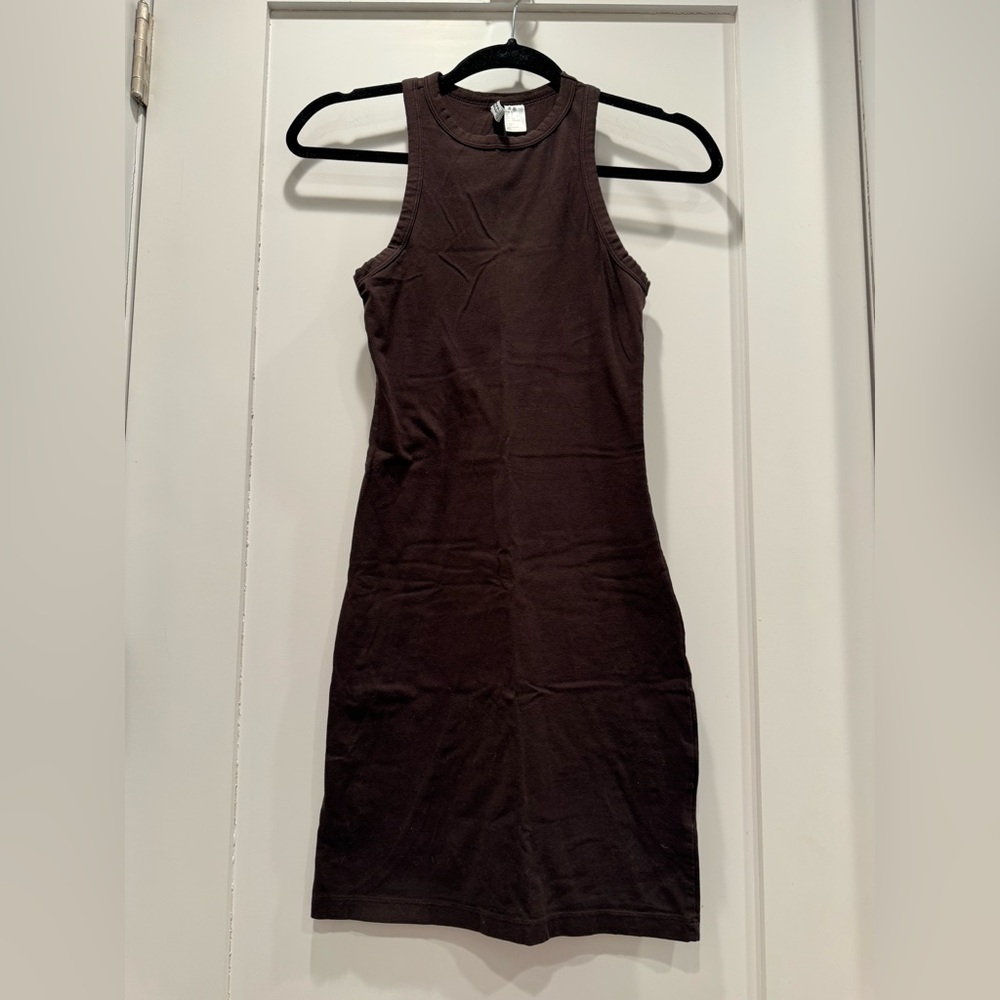 H&M Brown Bodycon Tank Mini Dress | Sleeveless Racerback Fitted Dress